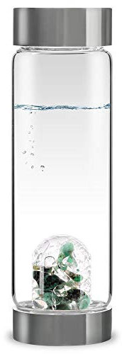 VitaJuwel ViA VITALITY | Wasserflasche mit Smaragd & Bergkristall für Regeneration und Erneuerung