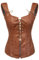 Bslingerie® Womens Black Faux Leather Straps Boned Corset with Zipper (UK 12-14 (L), Brown)