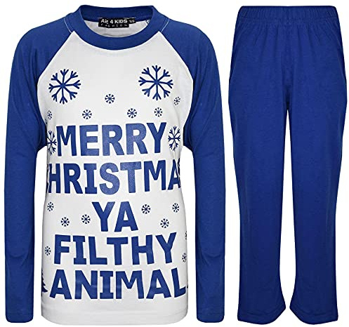 A2Z 4 Kids Girls Boys Ya Filthy Christmas - PJS Ya Filthy Royal 13. | Festive Animal Print Top Bottom Comfy Sleepwear Gift PJS Ages 2 to 13 Years