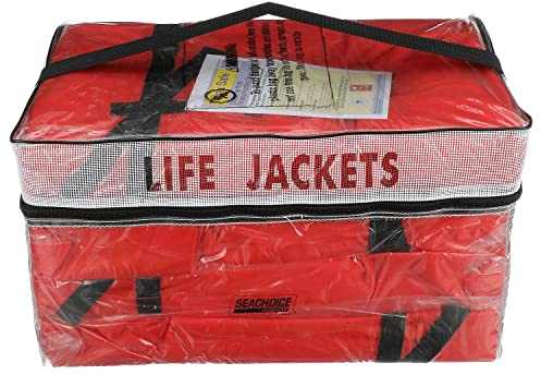 Seachoice Life Vest, Type II Personal Flotation Device, Orange, Adult, 4-Pack w/ Bag