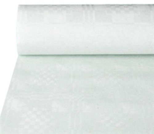 PAPSTAR Papiertischtuch mit Damastprägung Weiss 50m x 1m 5 Rollen 12542