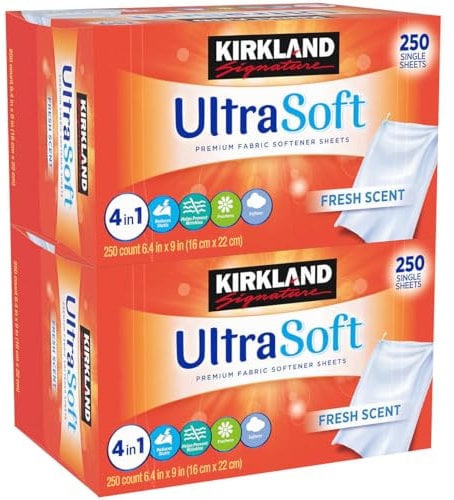 Kirkland Signature Premium ammorbidente Fogli, rinfrescante Profumo 250 ct (Confezione da 2)