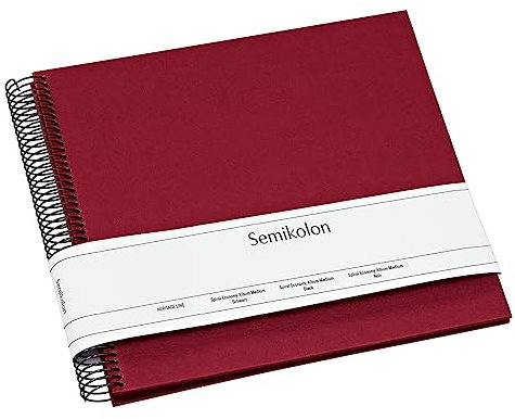 Semikolon 352916 Spiral Album Economy Medium - 23x22,3 cm - Fotoalbum, 40 Seiten schwarz, Fotobuch, burgundy dunkel-rot