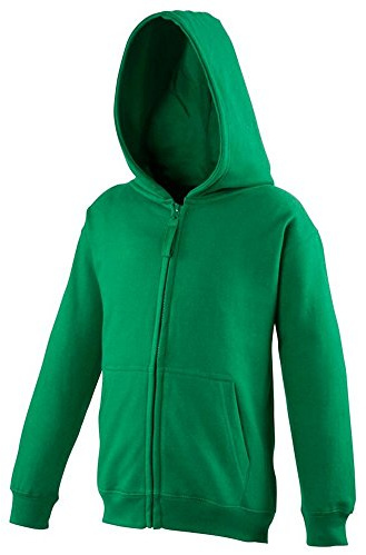 Just Hoods by AWDis Boy's Kids Zoodie , Kelly Green, Small