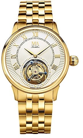 Meister Anker Herren Armbanduhr 23cm Rubin Edelstahl weiß Handaufzug Mineralglas 490000114