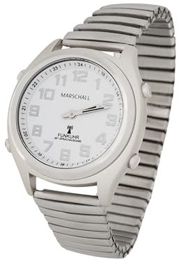 Marschall Deutsch sprechende Herren und Damen Armbanduhr I 1135V I Funkarmbanduhr I Für Blinde, Senioren und Sehbehinderte I Datum- und Zeitansage I Extra große Zeiger