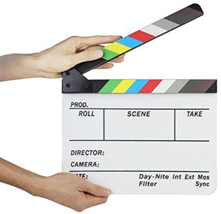 Gearmax® Acryl Bunte Klöppel Bord Direktor TV Film Movie Cut Action Szene Schnitt Clapper Board Slate Clapboard Schindel mit Bunten Streifen