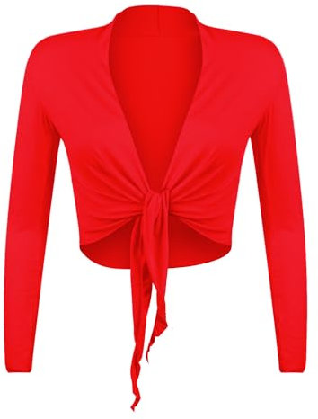 Glamexx24 Damen elegante Bolero Jäckchen Langarm Achselzucken Strickjacke BL0001, Rot, Gr.- S/M