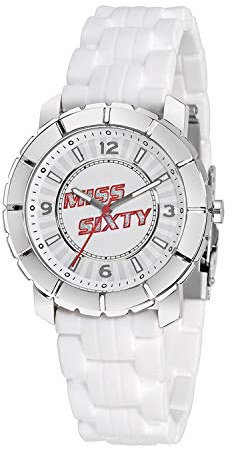 Miss Sixty Ladies Watch Sij004 in Collection Star, 3 H and S, White Dial and White Strap