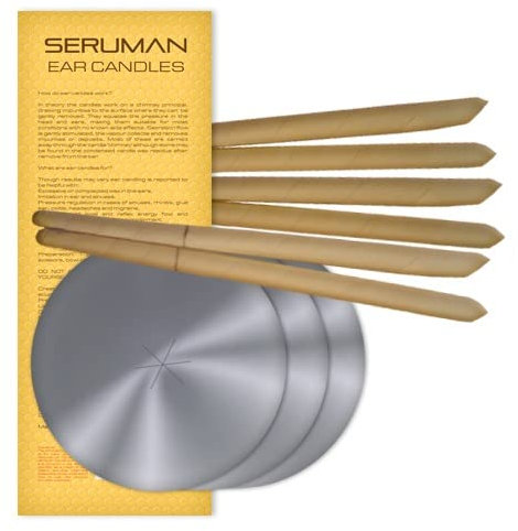 Seruman Therapeutics Natural Ear Candles (3 Pairs) with Protective Discs