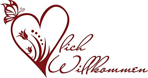 GRAZDesign Wandtattoo Flur Herzlich Willkommen, Wandsticker Flur und Diele, Eingang, Sprüche Wandsprüche, Sticker Aufkleber modern - 76x40cm / 030 dunkelrot