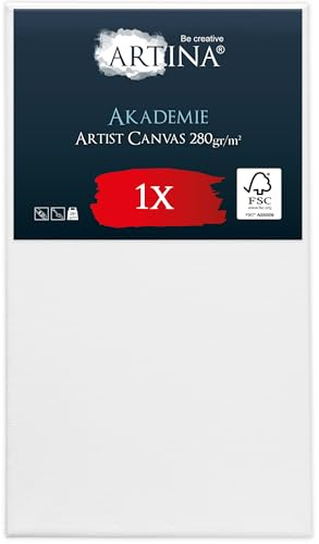 Artina Keilrahmen FSC® Leinwand zum Bemalen für Acrylfarben Canvas | 80x140cm weiß bespannte Leinwände zum Malen 100% Baumwolle Malleinwand Künstlerleinwand Akademie