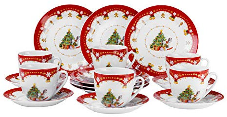 Kaffeeservice Weihnachtszauber 18tlg. für 6 Personen weiß mit Weihnachtsdekor