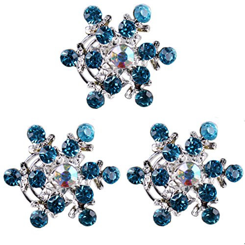 Miya® 4er Set Glamour wunderschöne Schneeflocken mit glanzende Bund und blau Kristallen Strass, Haarnadeln Haarpin Haarspiralen Curlies, Braut Haarschmuck Hochzeit Jugendweihe