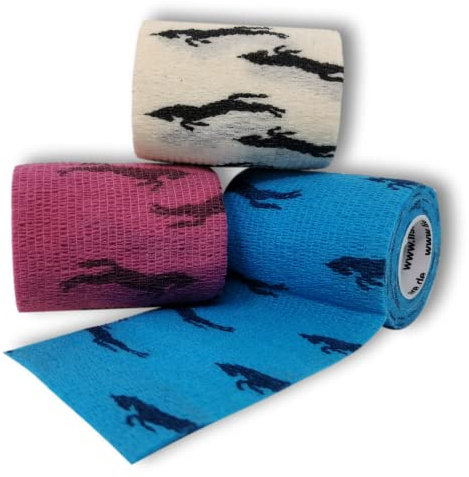 LisaCare selbstklebender Verband - 3er Set - 7,5cm x 4,5m - Bandagen Pferd - Cohesive Haftbandagen - Tape selbstklebend - Verbandsmaterial zum Stützen, Fixieren & Wund-verbinden