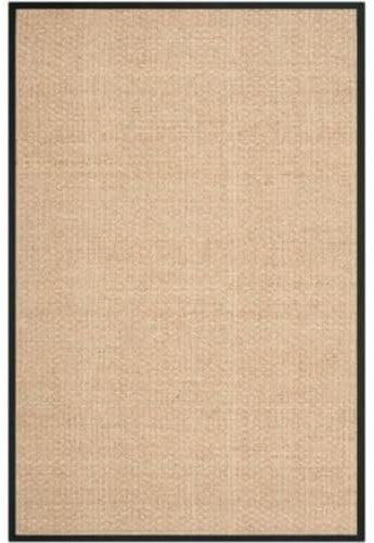Safavieh Tapis en Fibre Naturelle pour Salon, Salle à Manger, Chambre à Coucher – Collection Fibre Naturelle, Poils Courts, Naturel et Noir, 91 x 152 cm