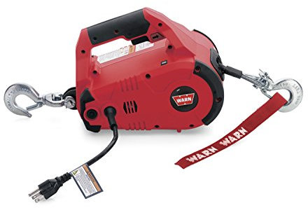 WARN 885000 PullzAll Corded 120V AC Portable Electric Winch with Steel Cable: 1/2 Ton (1,000 Lb) Pulling Capacity, Red