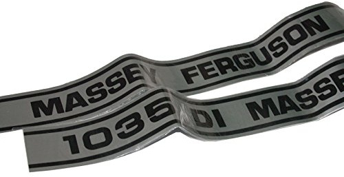 Enfield County Lot de 2 autocollants pour capot de Massey Ferguson 1035 Noir argenté