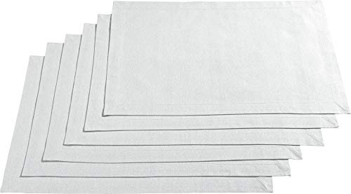REDBEST Tischset, Platzset, Untersetzer Uni 6er-Pack Seattle, 100% Baumwolle weiß Größe 30x45 cm - Robustes, glattes Gewebe, mit hochwertigem Kuvertsaum