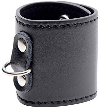 XR Brands - Strict - Leder Hodenstrecker mit D-Ring - Schwarz