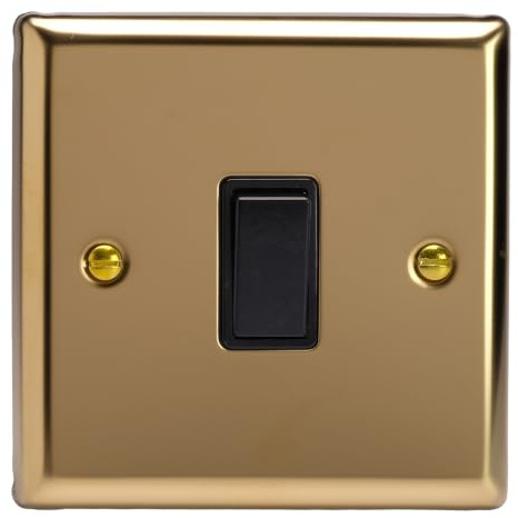 Varilight XV1B Rocker Switches Black 1 Gang Victorian Brass