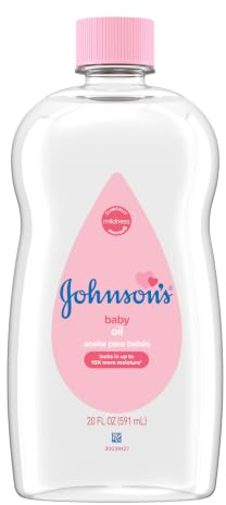 Johnson's Baby Oil, Pure Mineral Oil to help Prevent Moisture Loss for Baby, Kids & Adults, Gentle & Soothing Baby Massage Oil for Dry Skin Relief, Original Scent, Baby Essentials, 20 fl. oz