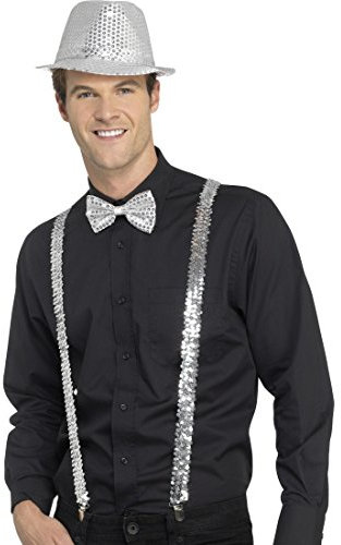 PARTY DISCOUNT Hosenträger mit Pailletten, Silber