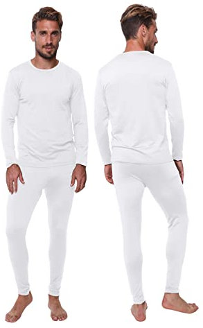 Men's Thermal Set, Lightweight Ultra Soft Fleece Shirt and Pants,White,XX-Large