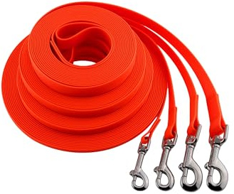 LENNIE Wasserfeste Schleppleine für kleine u. große Hunde, Made in Germany, Easycare, 5m 8m 10m 15m Hundeleine mit Handschlaufe, leicht, robust [Neon-Orange, 12mm (bis 20kg), 10m]