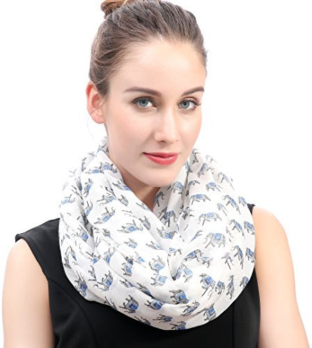 Lina & Lily Damen Loop Schal mit Elefanten-Motiv (Weiß)