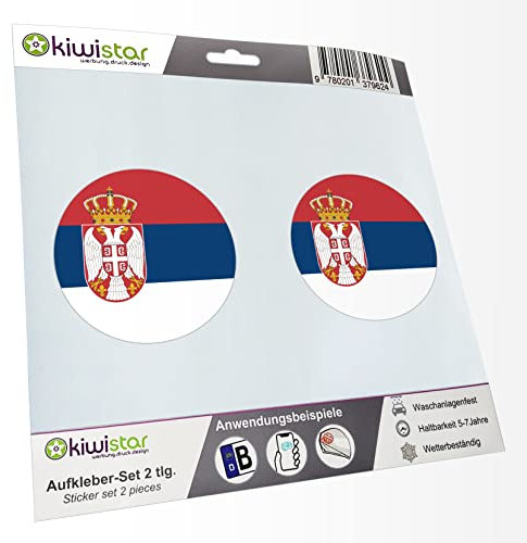 KIWISTAR - 2X Kennzeichenaufkleber - Serbien - Kennzeichen Aufkleber Sticker Nummernschild Land Country Nation