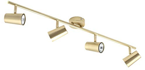 LITECRAFT Chobham Spotlight Bar Adjustable GU10 Ceiling 4 Light - Satin Brass