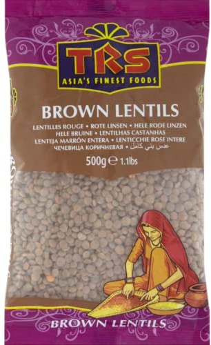 TRS - Braune Linsen Ganz - (1 X 500 GR) | Reich an Ballaststoffen und Proteinen, ideal für vegetarische Gerichte, Eintöpfe und Currys - Premium-Linsen aus Indien