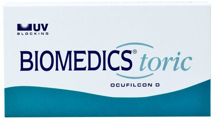 Biomedics Toric Monatslinsen weich, 6 Stück/BC 8.70 mm/DIA 14.50 CYL -2.25 / ACHSE 180 / -3.25 Dioptrien