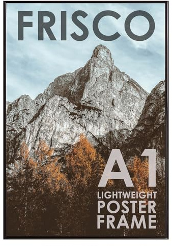 Kenro Frisco Plastic Picture Frames (Box of 1) - A1 / 59.4x84.1cm Wall Hanging Stylish Photo Frame with Acrylic Front - Black