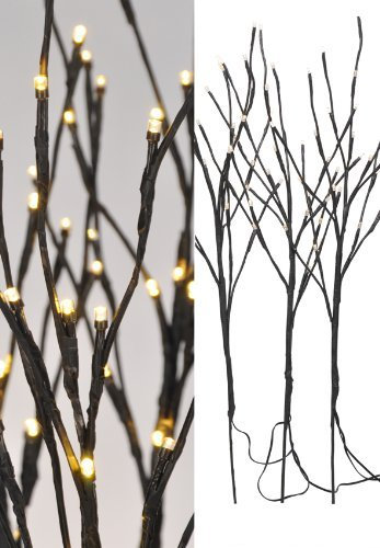 LED Lichterzweige 3er Set - 60 warmweisse LED für Innen und Außen geeignet - Weihnachtsdeko Zweige