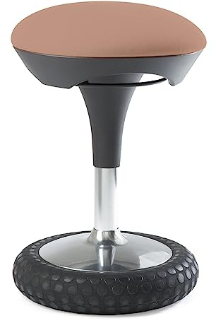Topstar Sitness 20, ergonomischer Sitzhocker, Arbeitshocker, Bürohocker mit Schwingeffekt, Sitzhöhenverstellung, Bezug hellbraun