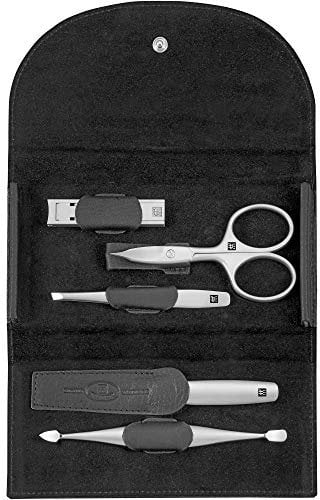 Zwilling TWINOX Maniküre Set 5-teilig Pediküre Pflege Hände Füße Reise Mann Frau Rindleder Schwarz 97404-004-0