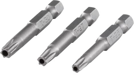 wolfcraft Bit-Set, TORX-mit-Bohrung (Größe 25/27 / 30), 3-tlg. I 1262000 I 3 Solid-Bits, 50 mm