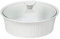 Corningware French White III - Cacerola ovalada con tapa de cristal, cerámica, Blanco, 2.5 qt & round