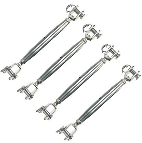 Versandbox24 4X V4A Edelstahl Wantenspanner M5 Gabel Drahtseil Spannschloss Seilspanner Spanner