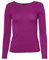 Easy Young Fashion - Damen Basic Rundhals Shirt - Langarm Unterziehshirt - Skinny Fit 1093 - Helle Beere L