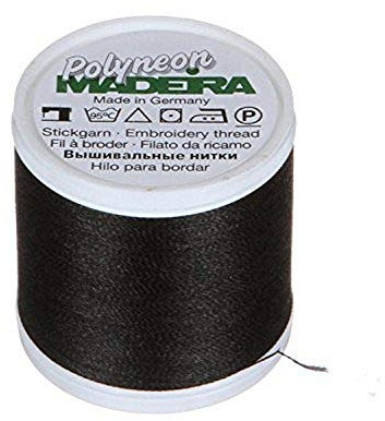Madeira 9845-1800 2-lagiges Polyneon-Polyester-Stickgarn, 40 W/135 D, 40 m, schwarz