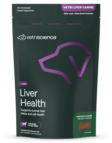 VetriScience Liver Health Chews with Milk Thistle, Vetri Liver Detox Supplement for Dogs, Turmeric and Artichoke Leaf for Liver Support and Detoxification, Chicken, 60 Count