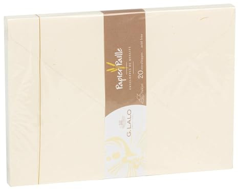 Clairefontaine Lalo 23616L Umschläge Strohpapier (perfekt für Ihre Einladungen, säurefrei, Format C6, 16,20 x 11,40 cm, 20 Umschläge, 120 g, elfenbein)