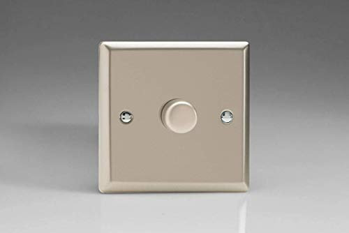 Varilight 1-Gang 2-Way Push-On/Off Rotary Dimmer 1 x 60-400W Satin Chrome HN3