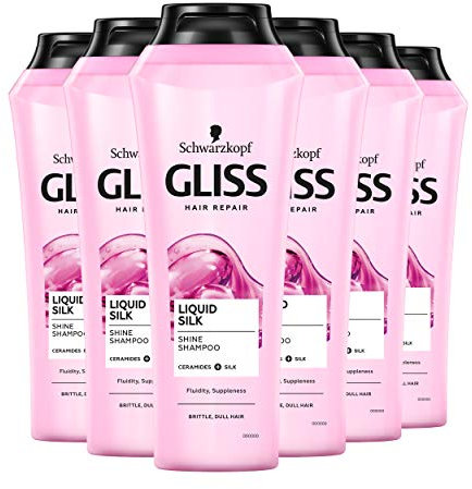 Schwarzkopf Gliss Liquid Silk Gloss Shampoo, 250 ml, 6 Stück