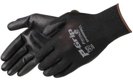 Liberty P-Grip Ultra-Thin Polyurethane Palm Coated Seamless Glove | 13-Gauge Polyester Shell, Lightweight, Breathable | for Mechanic, Construction, Industrial | Large, Black (Pack of 12)