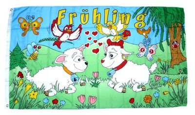 Fahne/Flagge Frühling Schafe 90 x 150 cm