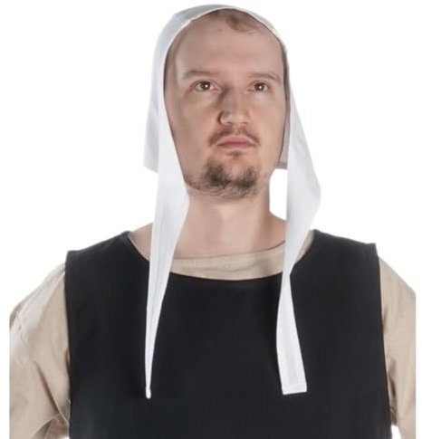 HEMAD Mittelalter Bund-Mütze Unterziehhaube Bundhaube Modell: Wenzelan, Weiß 56 cm